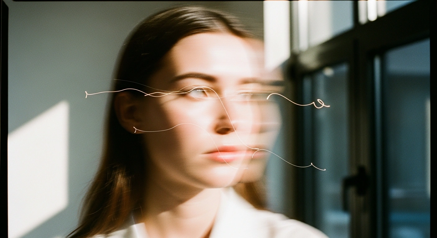 Vrouw met vervaagde blik als visuele verbeelding van EMDR verwerking